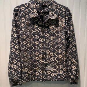 Chico's Black and Cream Patterned Women's Jacket